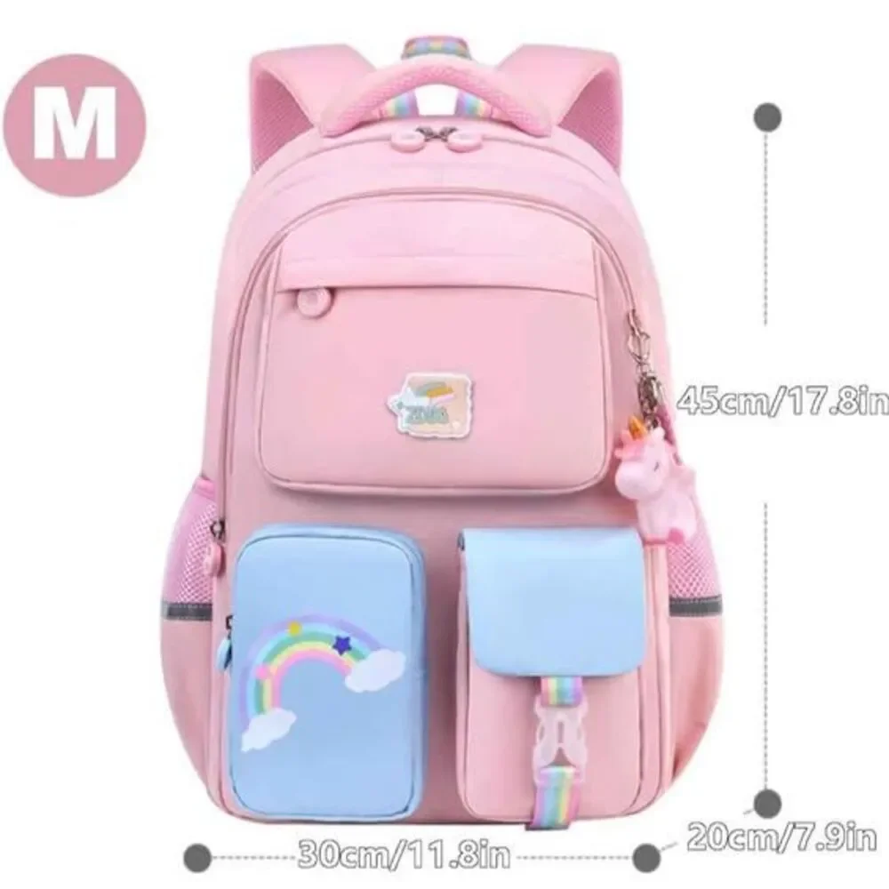 3 PCs Pink Kids Unicorn Backpack For Girl,Cartoon Large Capacity Pink